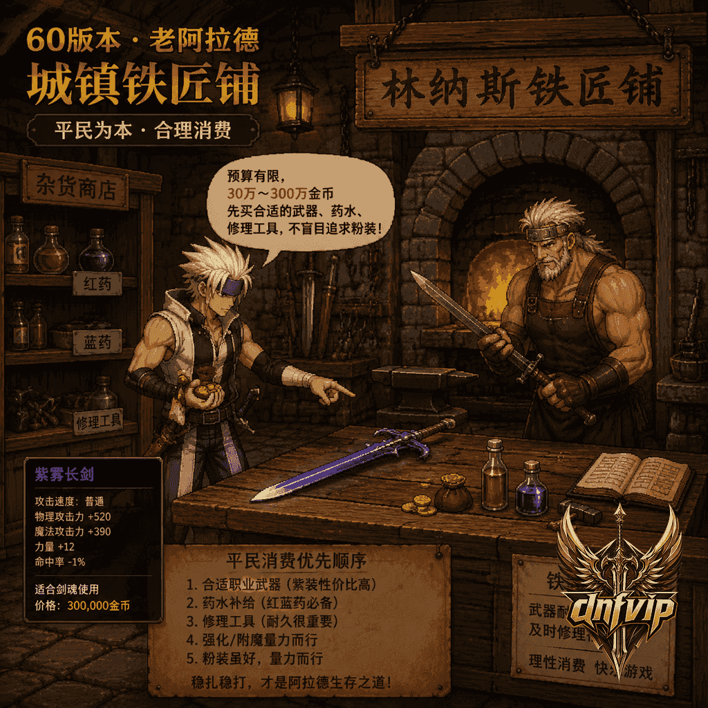 平民剑魂在铁匠铺和商店之间权衡金币该买武器还是药水