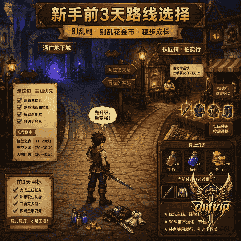 DNF怀旧服前期怎么玩：前3天最容易走错的路线