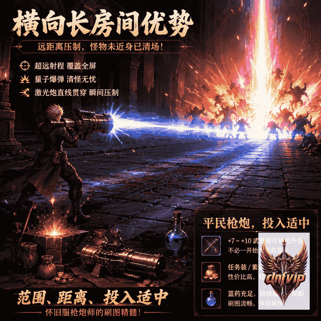 男枪炮用量子爆弹和激光炮清理成群怪物,身旁摆放普通手炮与强化材料,体现装备投入压力适中