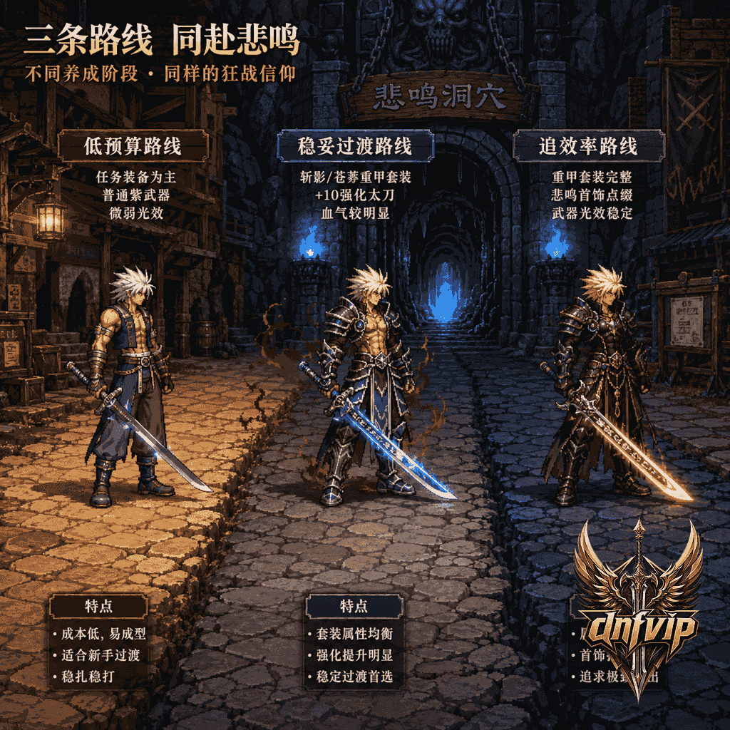 狂战士在副本门口面对三条装备养成路线选择