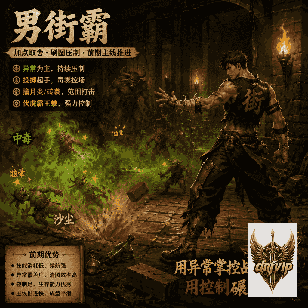 dnf怀旧服男街霸60版本前期加点与刷图取舍