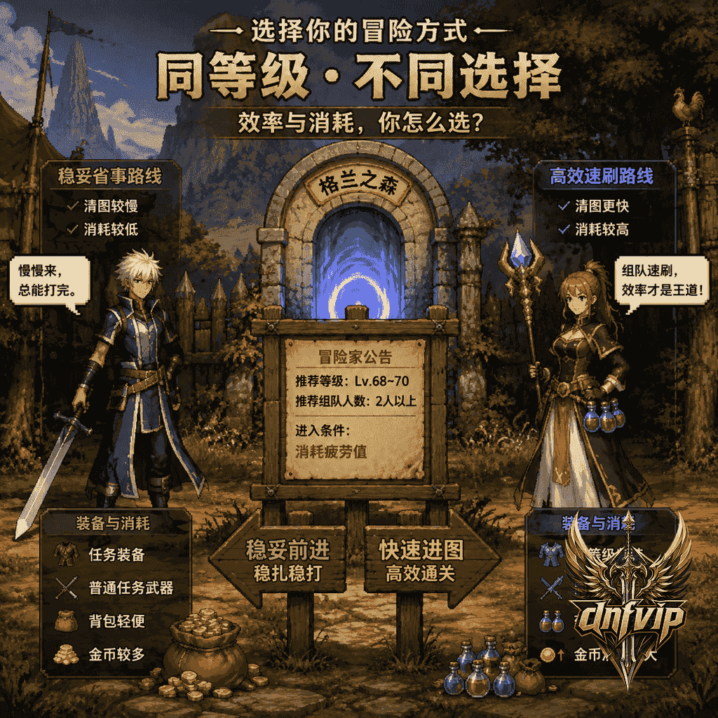 两名怀旧服冒险家在副本门口选择不同升级路线,一个节省金币一个准备药水冲图